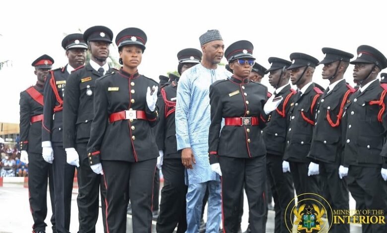 • Alhaji Muntaka Mohammed-Mubarak (middle) inspecting the guard of honour