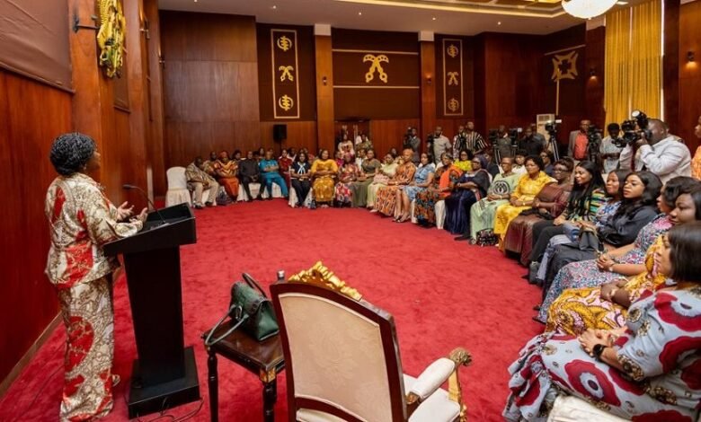 • Vice President, Professor Naana Jane Opoku-Agyemang addressing the women parliamentarians