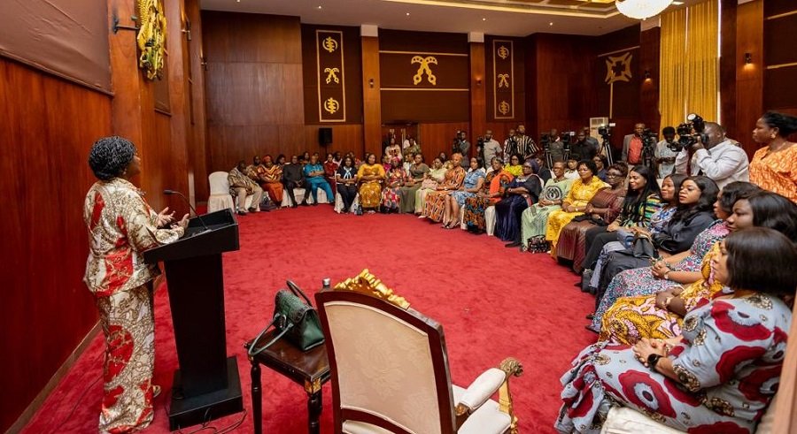 • Vice President, Professor Naana Jane Opoku-Agyemang addressing the women parliamentarians