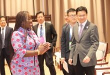 Mrs Ofosu-Adjare (left) and Mr Zhiqiang