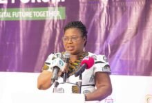 Mrs Akanvariba (inset) speaking at the event