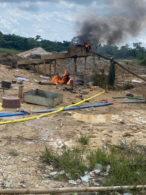 • Galamsey equipment set on fire by the task force