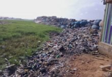 The Glefe lagoon piled up with refuse