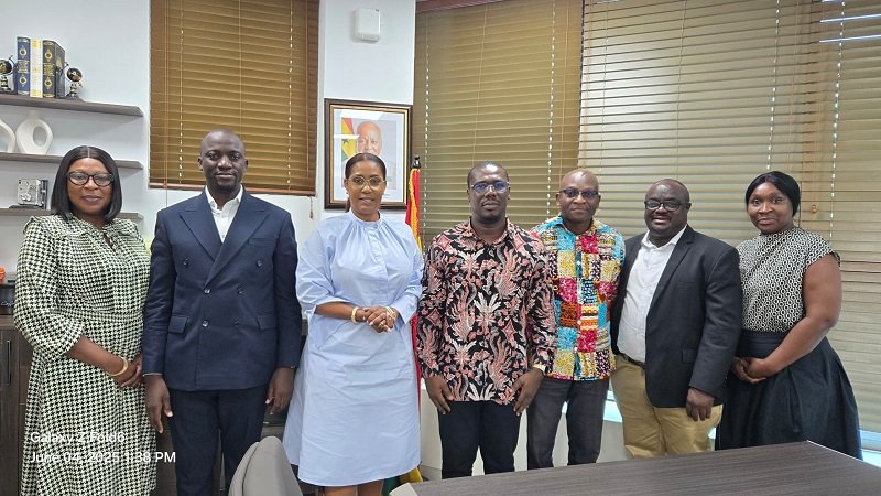 Ms Victoria Emeafa Hardcastle (third from left) and Mr Paskal A.B. Rois (middle) with other officials after the meeting
