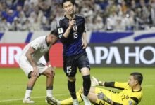 • Japan's Daichi Kamada (center) celebrates after scoring his sides's second goal