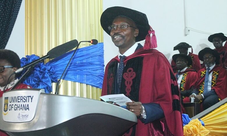 • Prof. Kyei (inset) addressing participants