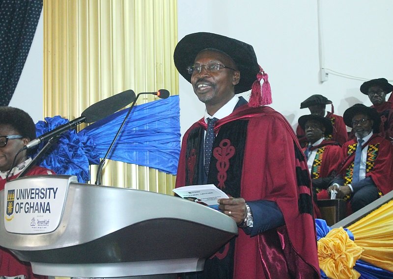 • Prof. Kyei (inset) addressing participants