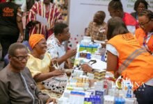 • Some of the screened retirees taking their medicine