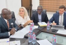 • Mr Ahmed Ibrahim, Ms Giger, Mr Hoedoadia and Mr Philip at the meeting