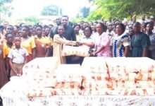 • Mr Collinson-Williams and Mr Kubaze presenting the pads