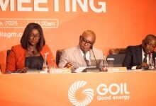 Nana Archer (middle) presenting the chairman’s statement