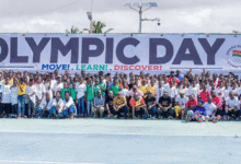 • Participants at the Olympic Day walk