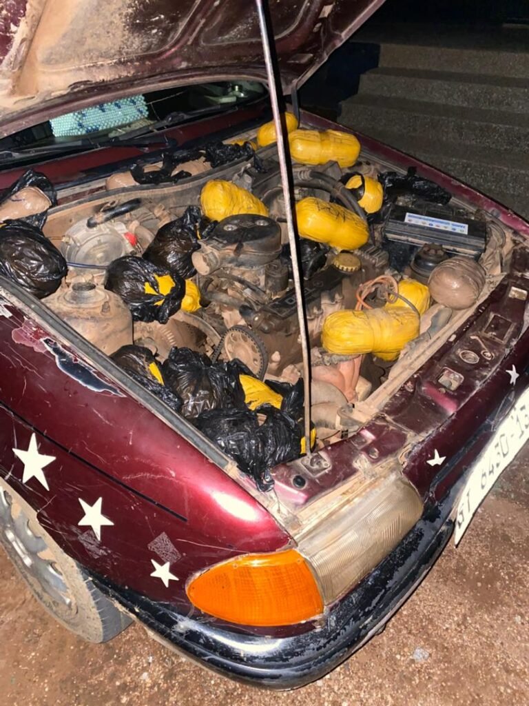 • The weed substances concealed in the engine of the car