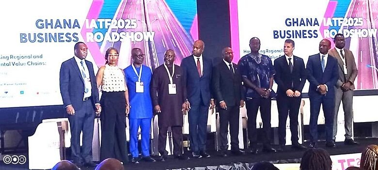 • Mr Mene (fifth from left) with Mr Arthur (fourth from right) and other dignitaries in the programme