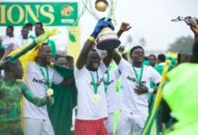 • Skipper Yakubu Dzia Ull-Haqq is joined by team mates to celebrate the gigantic league feat