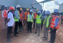 • Ms Torwiseh (middle) with other dignitaries during the tour of the company