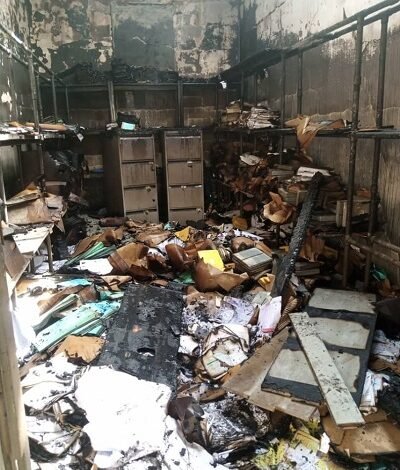 • The debris after the fire outbrake