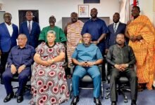 • Kenneth Gilbert Adjei (seated second from right) with other dignitaries and board members of the State Housing Company Limited after the ceremony