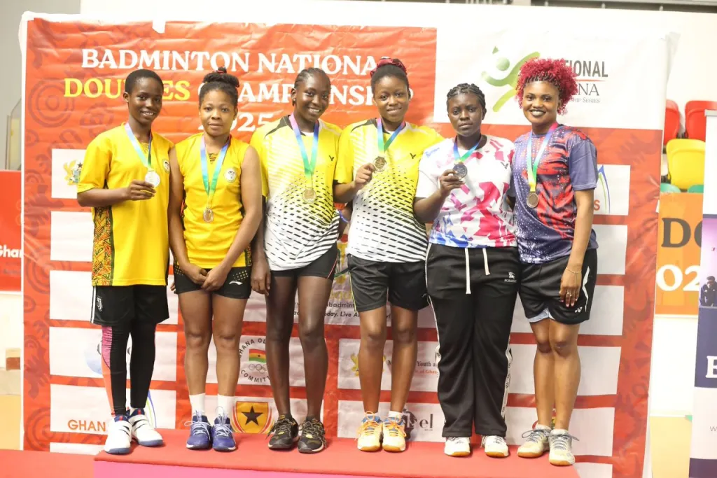 Women’s doubles winners Racheal Quarcoo and Hilda Hectornia Napour Yengnone