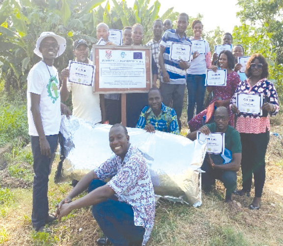 • The beneficiaries with their certificates after the training