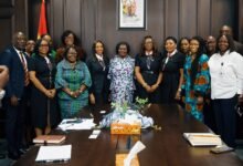 • Chizoma Okoli (middle) flanked by Vice President Naana Jane Opoku-Agyemang (right) and Yvette Atekpe, Board Member, Access Bank Ghana