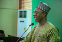 Alhaji Mohammed-Mubarak (inset) speaking during his turn on the Accountability Series