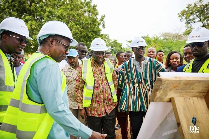 Mr Eric Opoku (third from left) being brief at the site