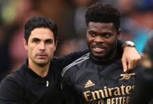 • Arteta (left) with Partey