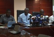 • Dr Amin Adam addressing the media