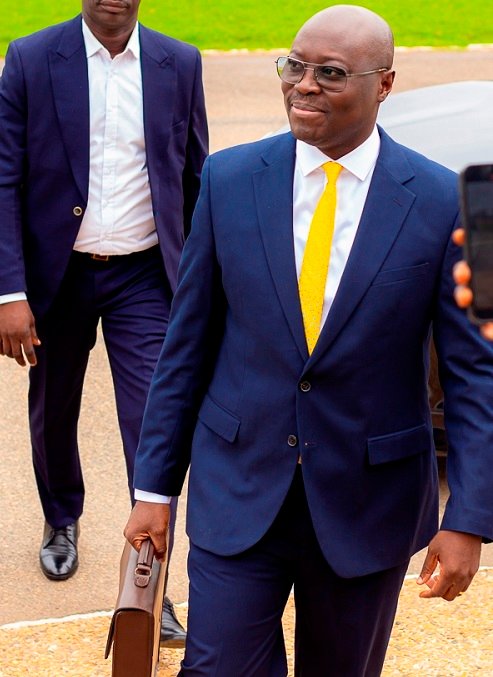 Dr Cassiel Ato Forson, Finance Minister shows his briefcase bag containing the budget documents. Photo. Ebo Gorman ,.