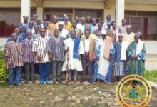 • Mr Mburudiba with chiefs and other dignitaries after the visit