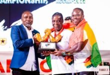 • FLASHBACK: Ghana Armwrestling Federation president Charles Osei Asibey presenting a trophy to athletes