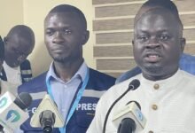 • Mr Dwumfour (right) speaking after the declaration of election results