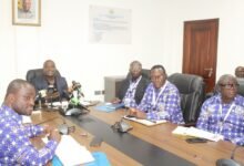 • Professor Ahmed Jinapor Abdulai (infront of the mic) addressing the press conference. Photo: Ebo Gorman