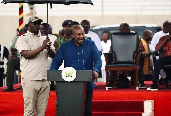 President addressing the audience at the Jackson Park