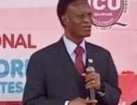 Mr Morgan Ayawine (inset) addressing the gathering