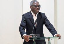 • Dr Gameli Kewuribe Hoedoafia (inset) addressing participants in the meeting