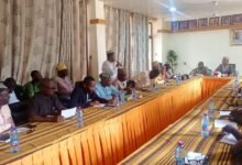 • Mr Ali Adolf John Mburudiba addressing the MMDCES and the MMDCDs at the maiden meeting