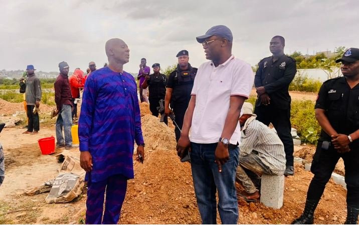 • Mr Adams inspecting some works at the site