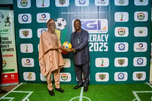 • Mr Bagbin (left) with Mr Dadey during the launch
