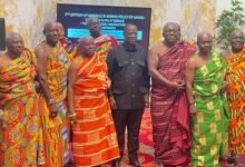 • Mr Buah (middle) with the chiefs