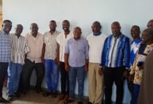 • Mr Fianoo (sixth from left) with members after the meeting
