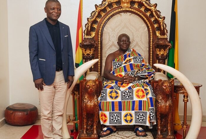• Mr Kofi Adams with the Asantehene, Otumfuo Osei Tutu II