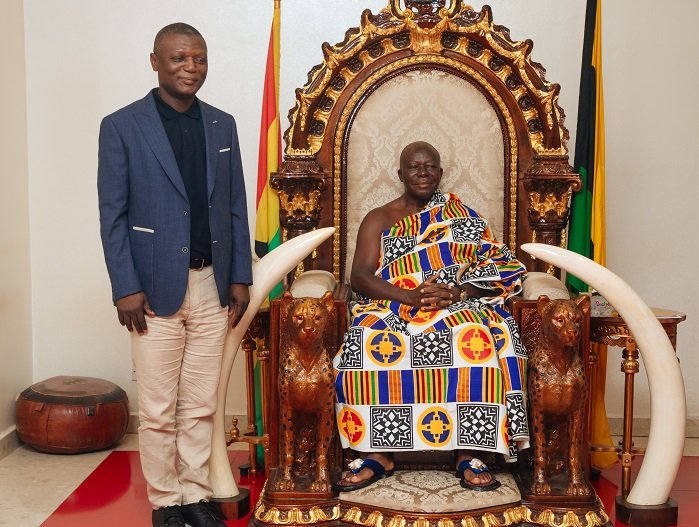 • Mr Kofi Adams with the Asantehene, Otumfuo Osei Tutu II