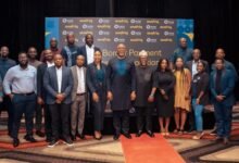 • Mr Okoudjou (sixth from right) and Mr Ogbalu (seventh from right), with other dignitaries after the launch
