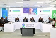 • Mr Twum (second left) addressing the meeting