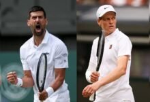 Novak Djokovic (left) with Jannik Sinner