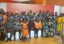 • Officials of SSNIT with the pensioners