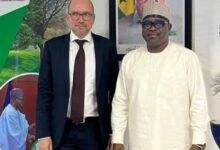 Mr Issifu (right), with Ambassador Heissel after the meeting