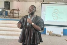 • Mr Seth Kponyo (inset) making a presentation on the policy